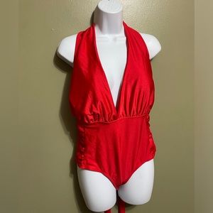 Nicole Miller One‎ Piece Convertible with Side Ruching Swimsuit, Size L